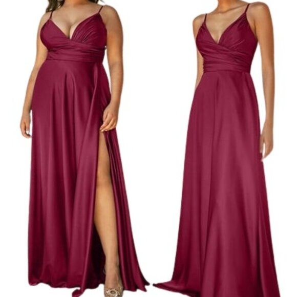 Ladivine Dresses & Skirts - NWT Ladivine 7485 Soft satin Prom Dress Burgundy Size 4